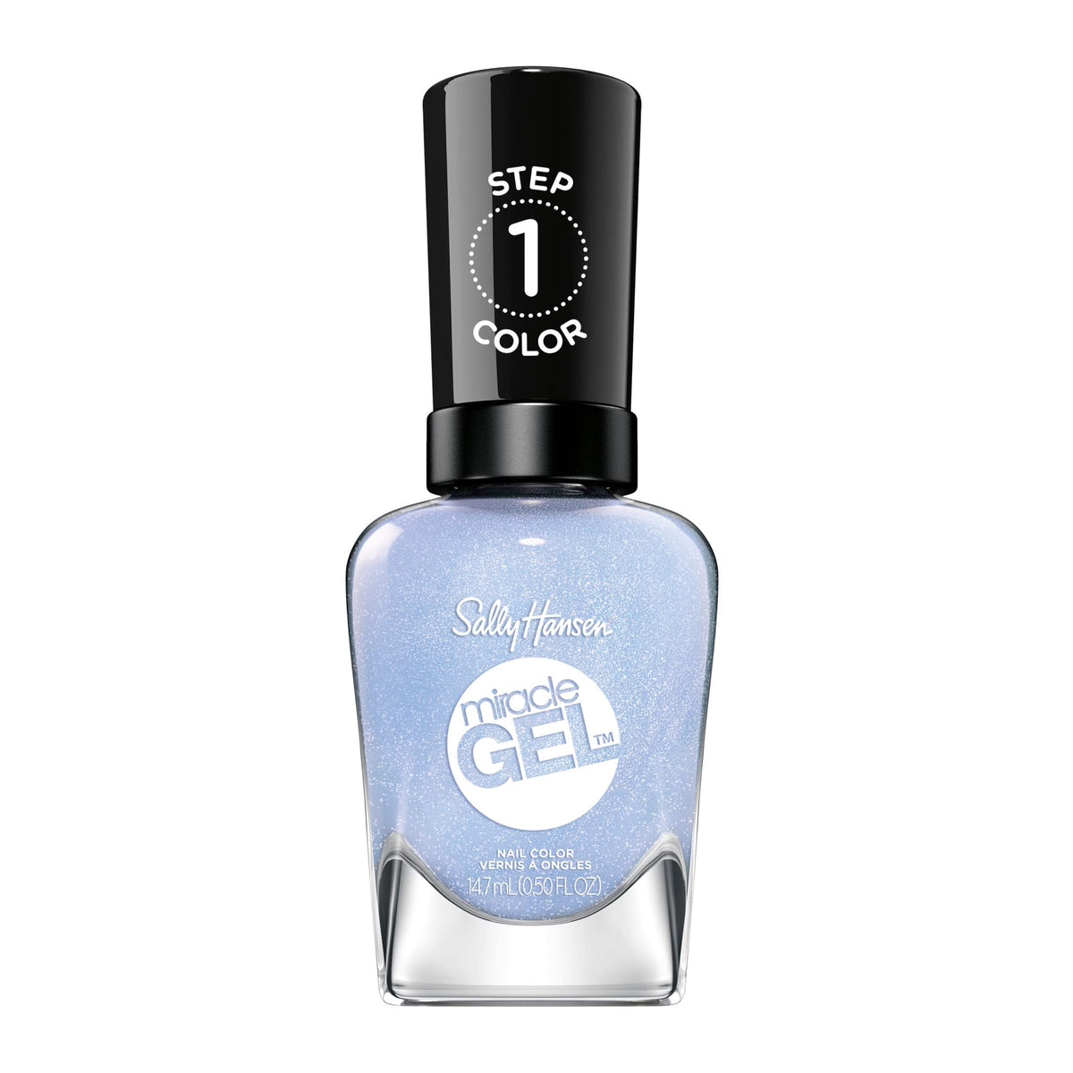 Sally Hansen Miracle Gel frente del envase con acabado brillante y diseño elegante