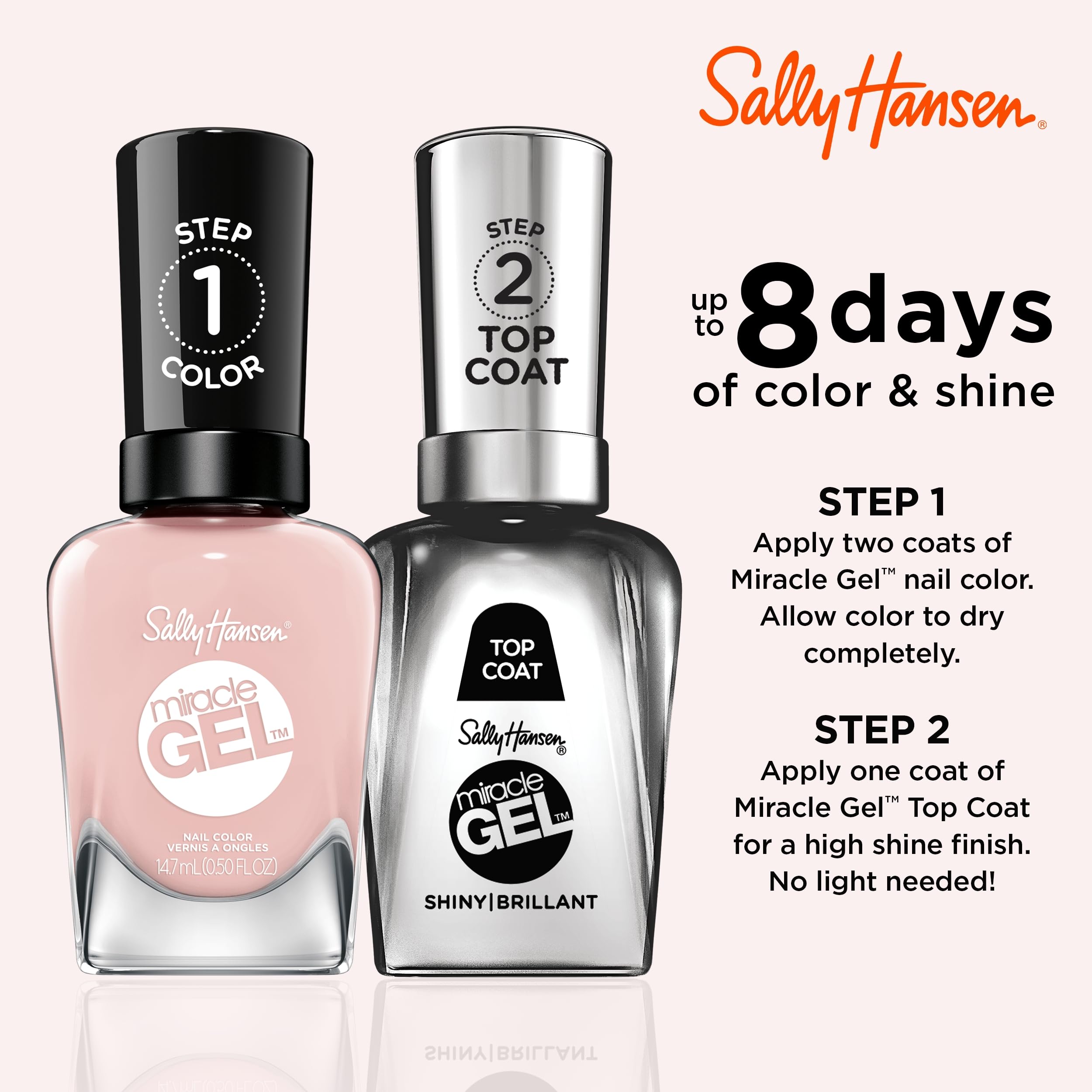 Sally Hansen Miracle Gel tono 248 Once Chiffon A Time, acabado semiopaco suave.