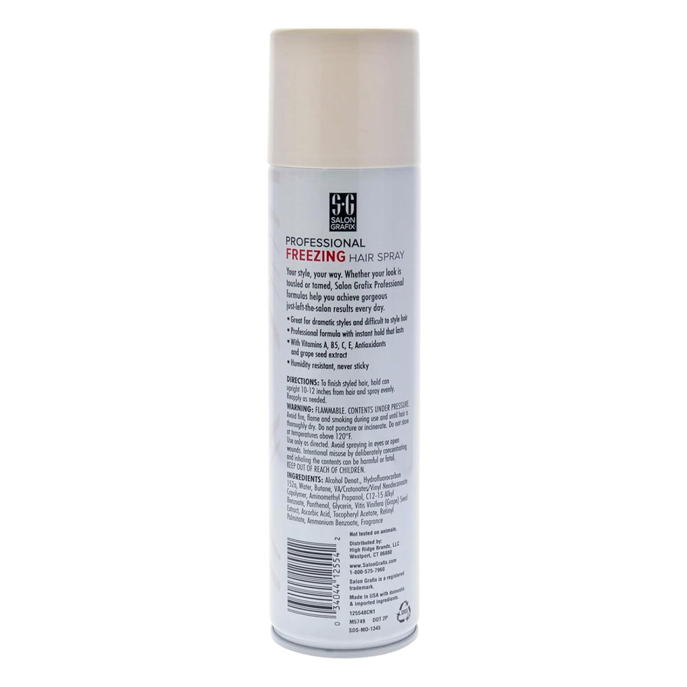Mano aplicando Salon Grafix Hairspray para acabado uniforme.