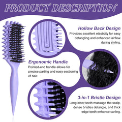 SALONKEY Cepillo con mango ergonómico para peinar rizos con comodidad.