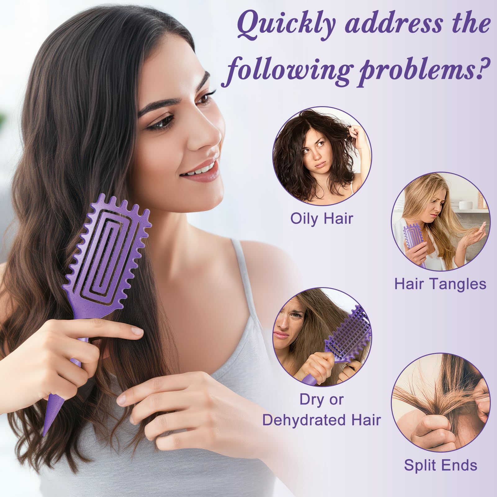 SALONKEY Cepillo morado mejora la rutina diaria de rizos y estilo.
