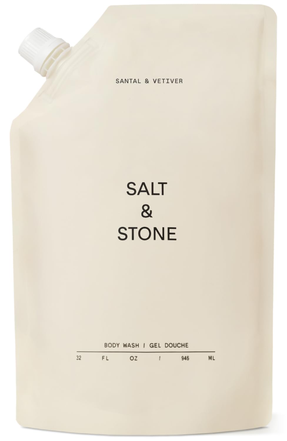 Salt & Stone jabon cuerpo anticoxidante con espuma suave.