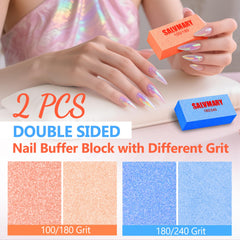 SALVMARY buffer doble lado 100-180: pulido suave de uñas.