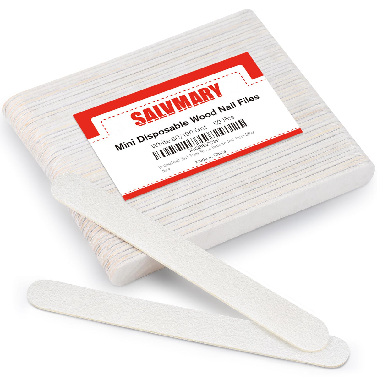 Lima SALVMARY doble cara 80/100 grit para dar forma rápida a uñas acrílicas.