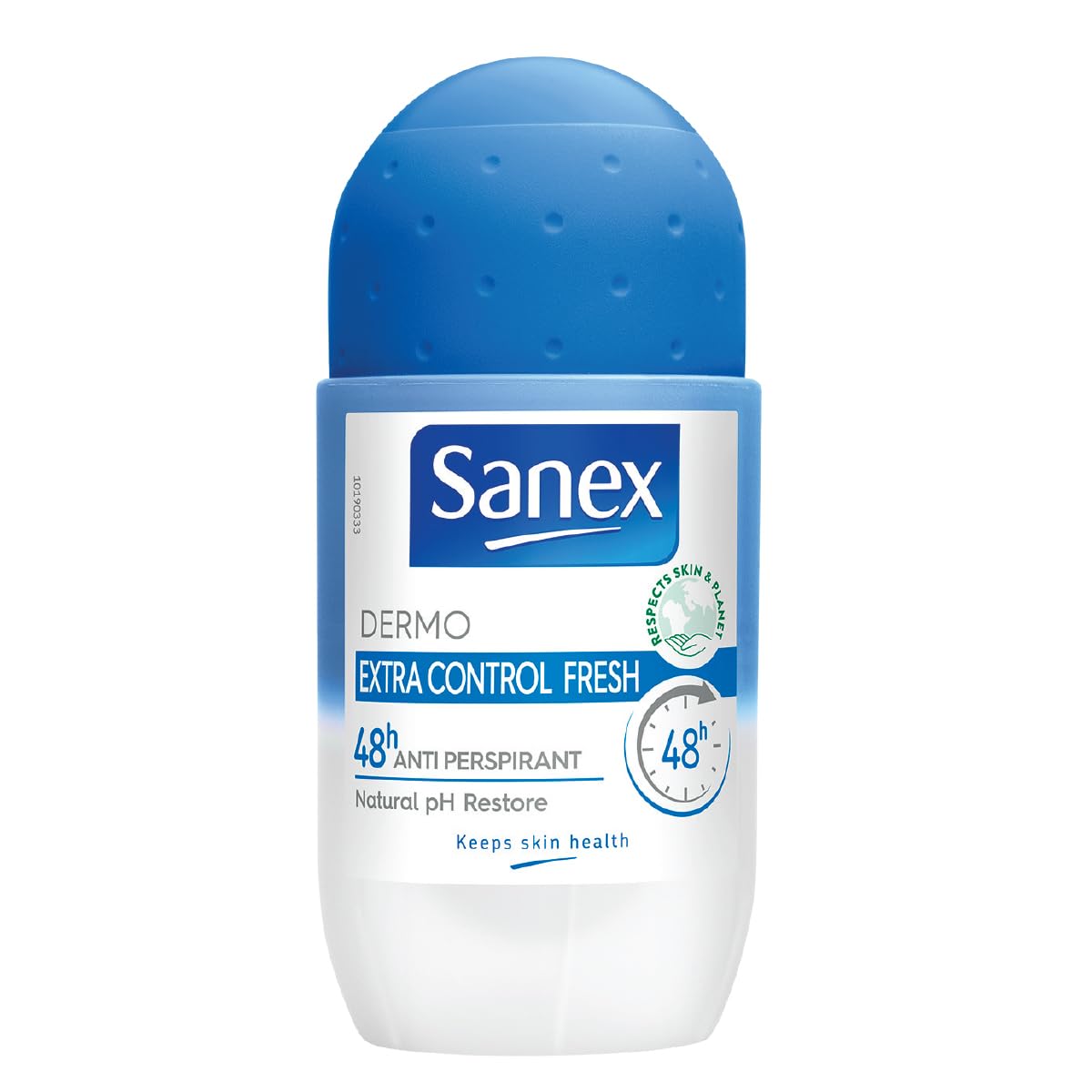 Sanex Dermo Extra-Control desodorante, botella de 45 ml, listo para uso diario.