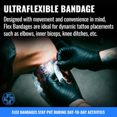 Saniderm Flex Bandage acabado mate: evita reflejos en la piel tatuada.