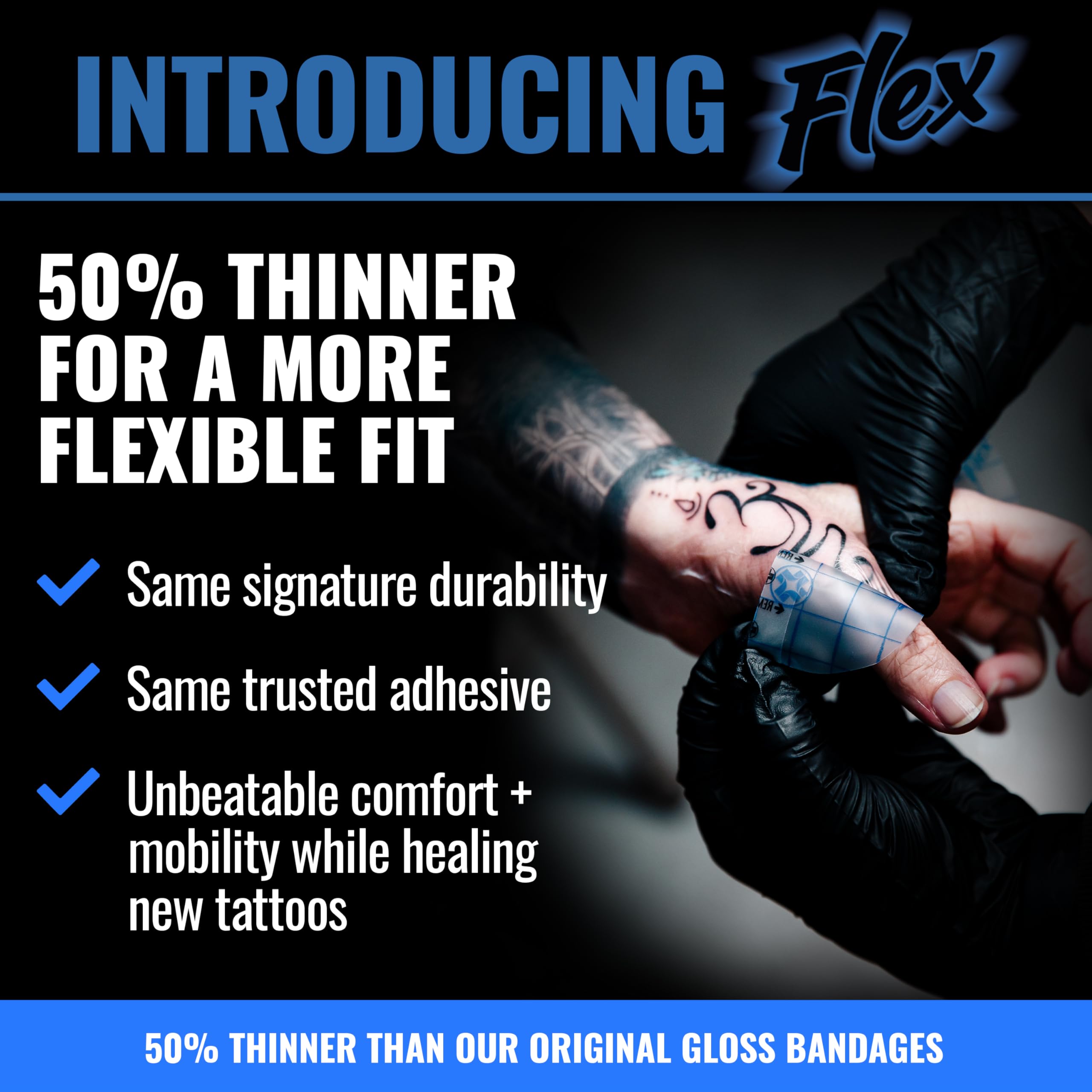 Saniderm Flex Bandage aplicada sobre la piel: adhesivo seguro para curación cómoda.