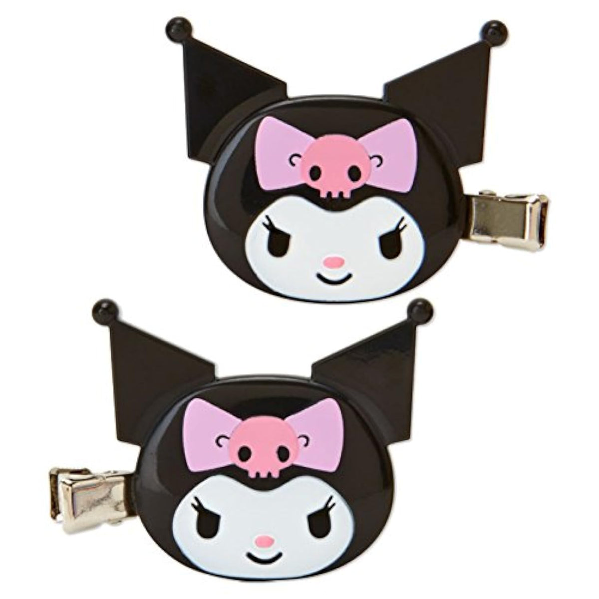 SANRIO Kuromi, lazo para cabello con prendedor, detalle cercano.