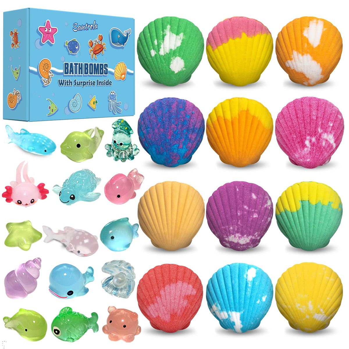 Bombas Santrela para niños con concha sorpresa, diversión misteriosa durante el baño.