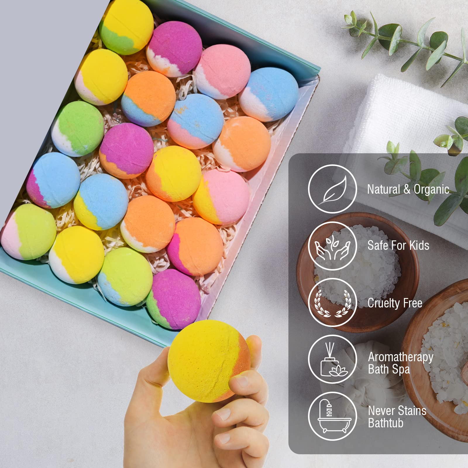 Bombas de baño Santrela seguras para niños, suaves y con momentos de relajación lúdica.