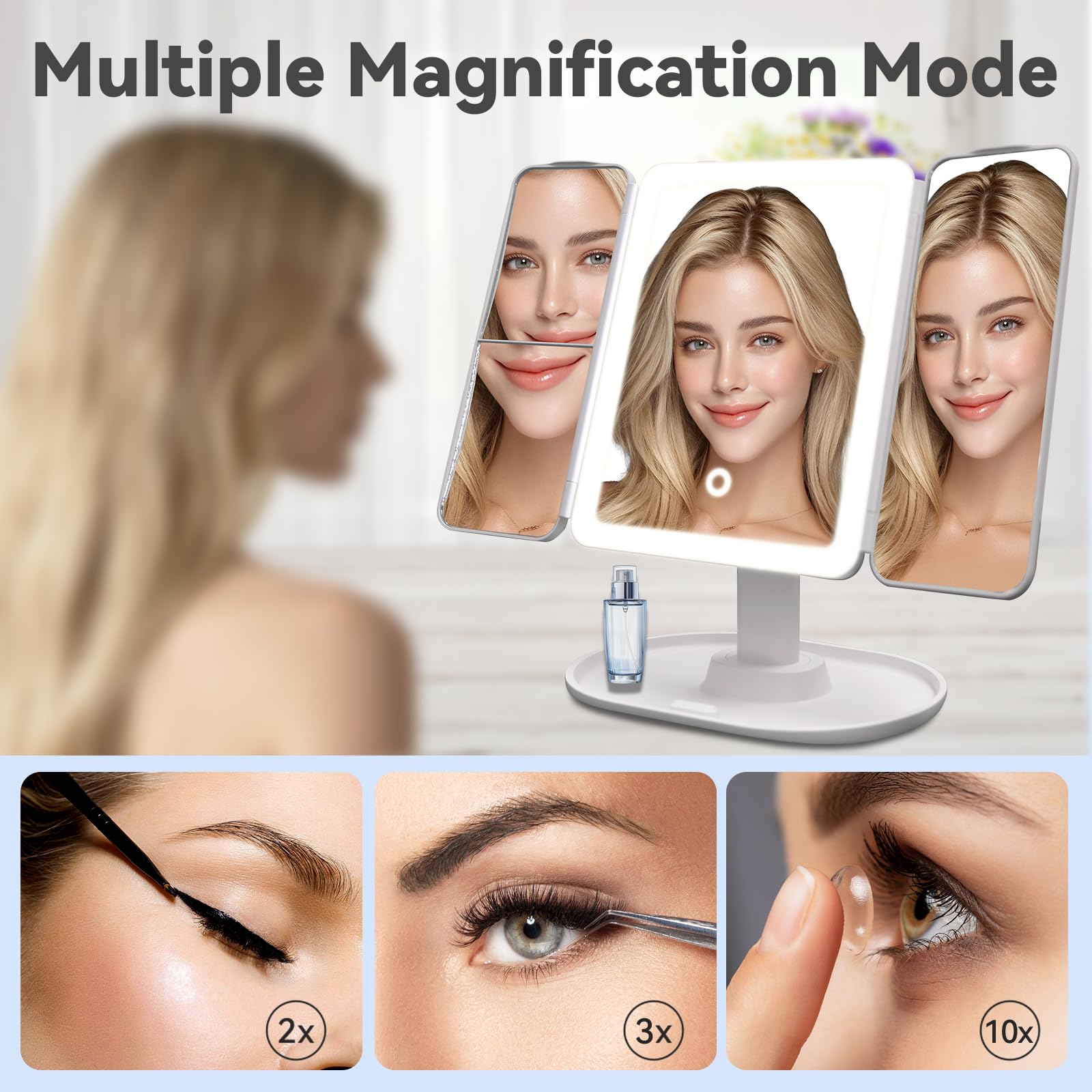 SANYCASA Espejo con ampliación 3x para cejas detalladas.