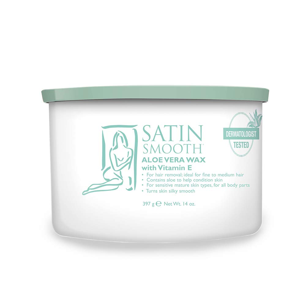SATIN SMOOTH Aloe Vera Pot Wax, aplicación suave para piel sensible y resultados duraderos.