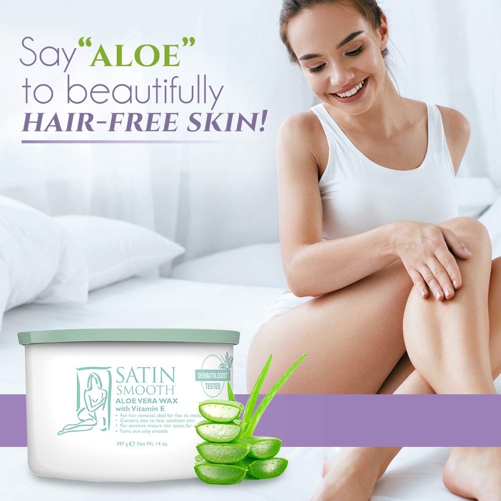 SATIN SMOOTH Aloe Vera Pot Wax, cuidado de la piel durante la depilación para mayor comodidad.