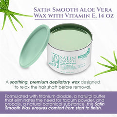 SATIN SMOOTH Aloe Vera Pot Wax, sensación suave tras la aplicación para una piel tierna.