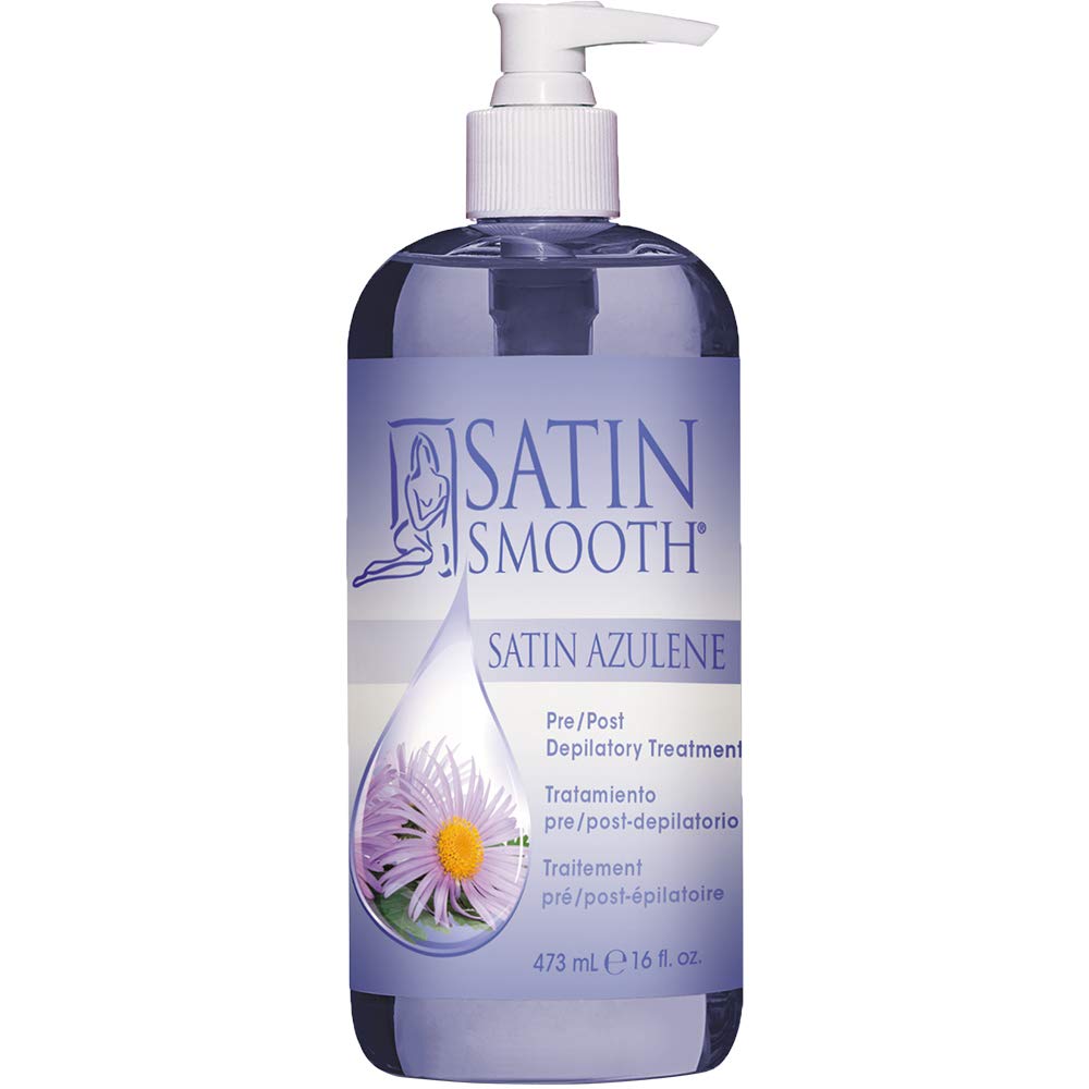 SATIN SMOOTH Azulene: botella de 16 oz para depilación suave y cuidado previo