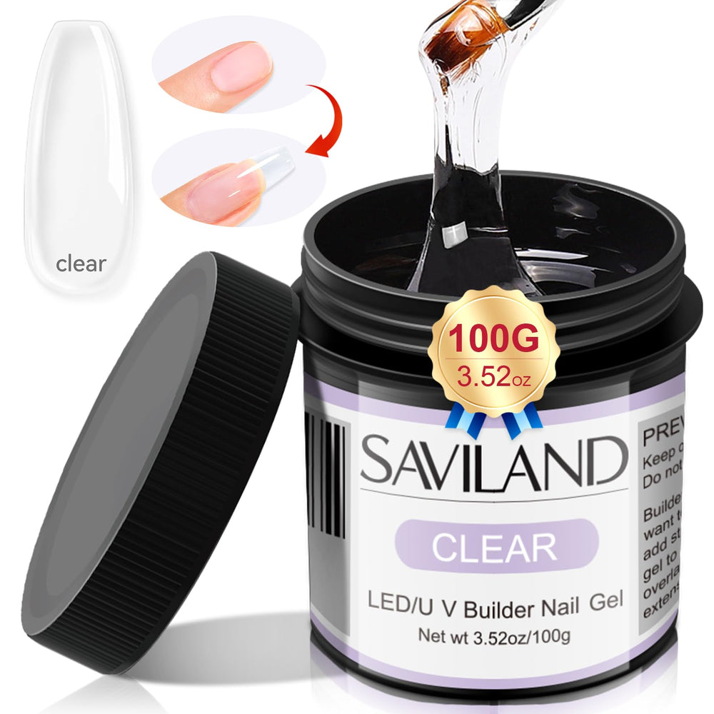 SAVILAND Gel de Construcción para Uñas, brillo transparente y duradero.