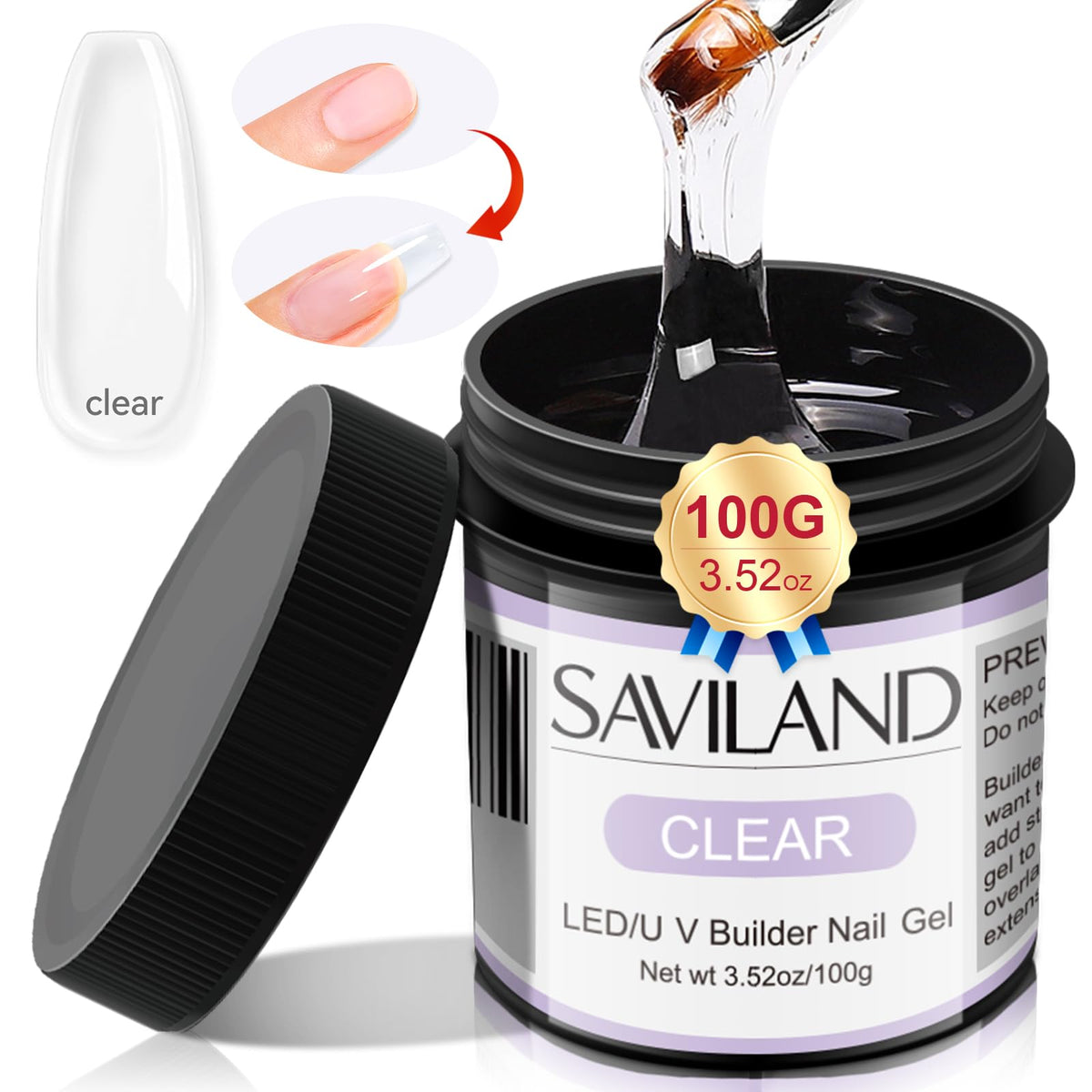 SAVILAND Gel de Construcción para Uñas, brillo transparente y duradero.