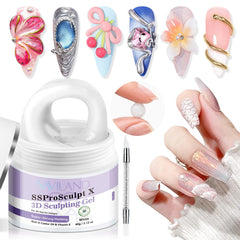 SAVILAND gel-escultura-3d-uñas blanco, forma resistente para arte 3D duradero.
