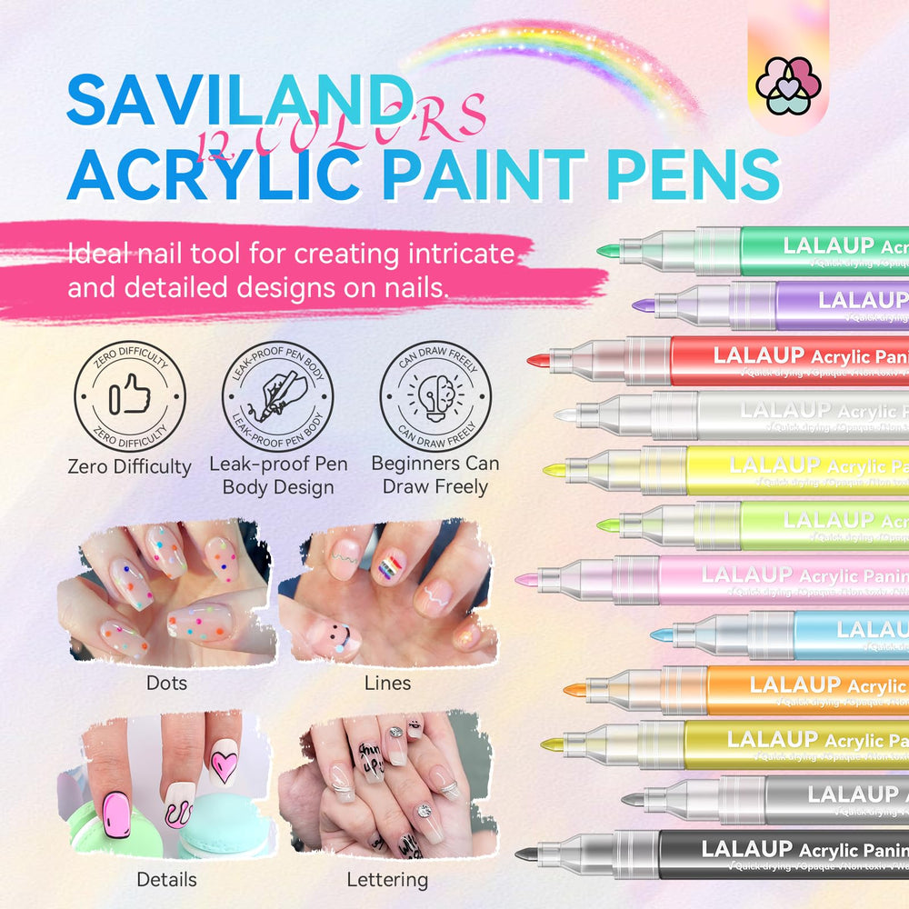 Conjunto Saviland de 12 colores para arte en uñas.
