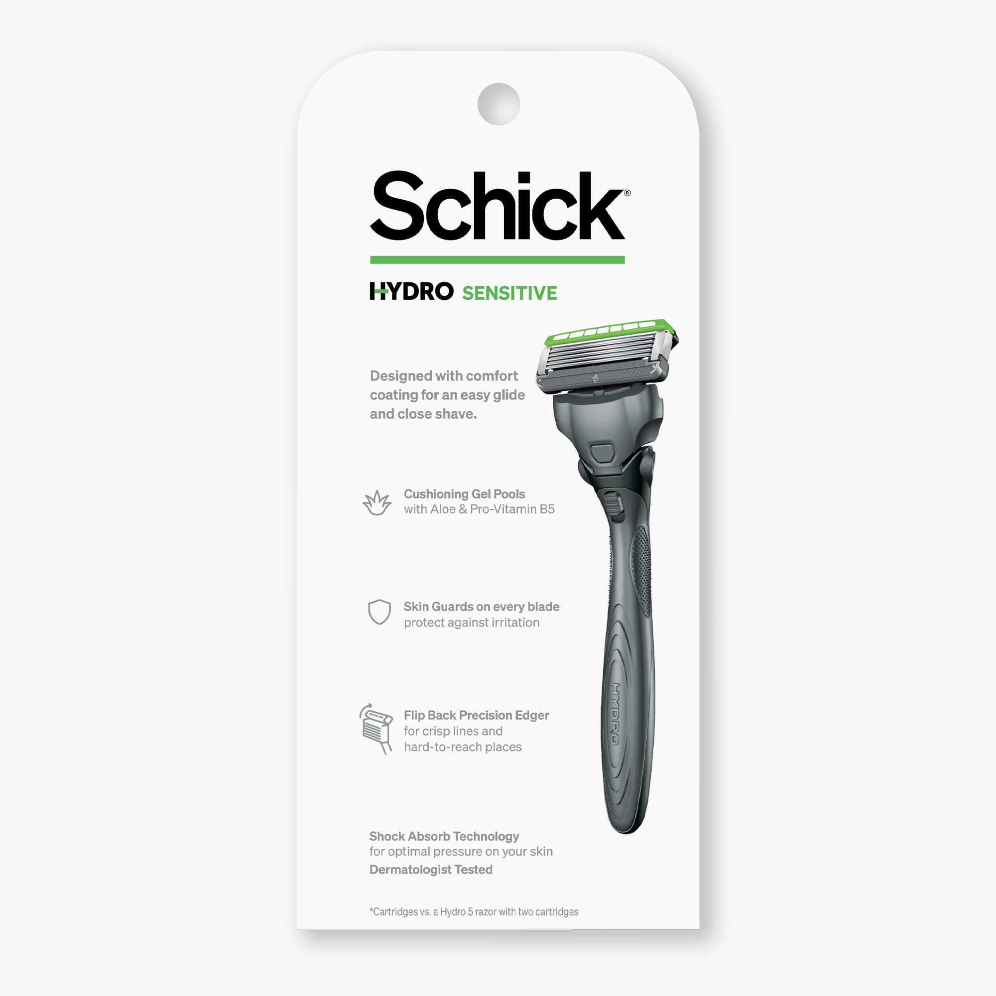 Afeitado cómodo en casa con Schick Hydro Sensitive para piel sensible.