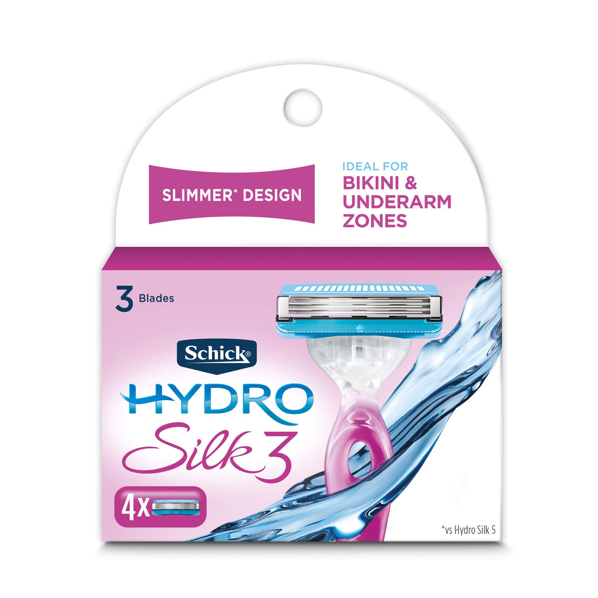 Schick Hydro Silk 3 recambios 4-pack para afeitado suave y cómodo