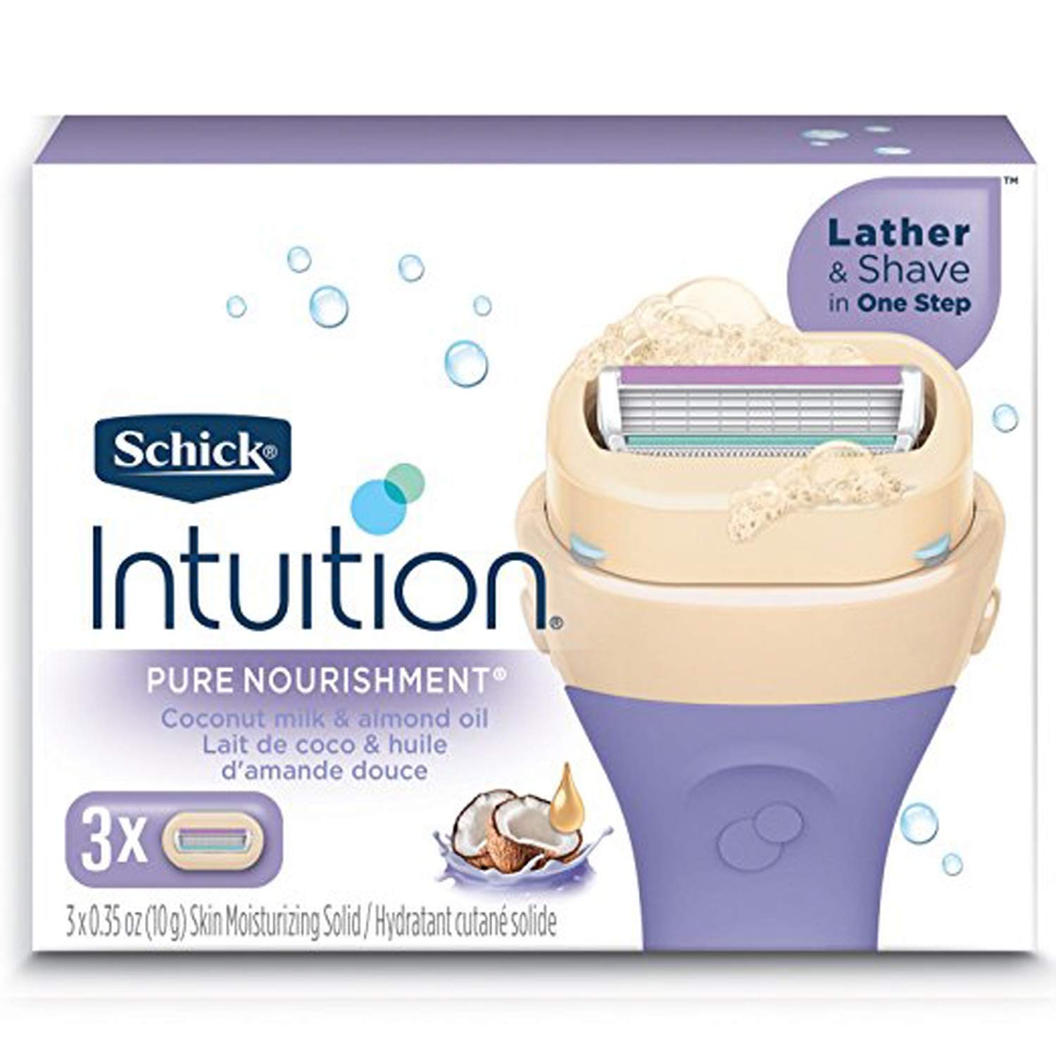 Schick Intuition Pure Nourishment Coconut con empaque compacto para viaje
