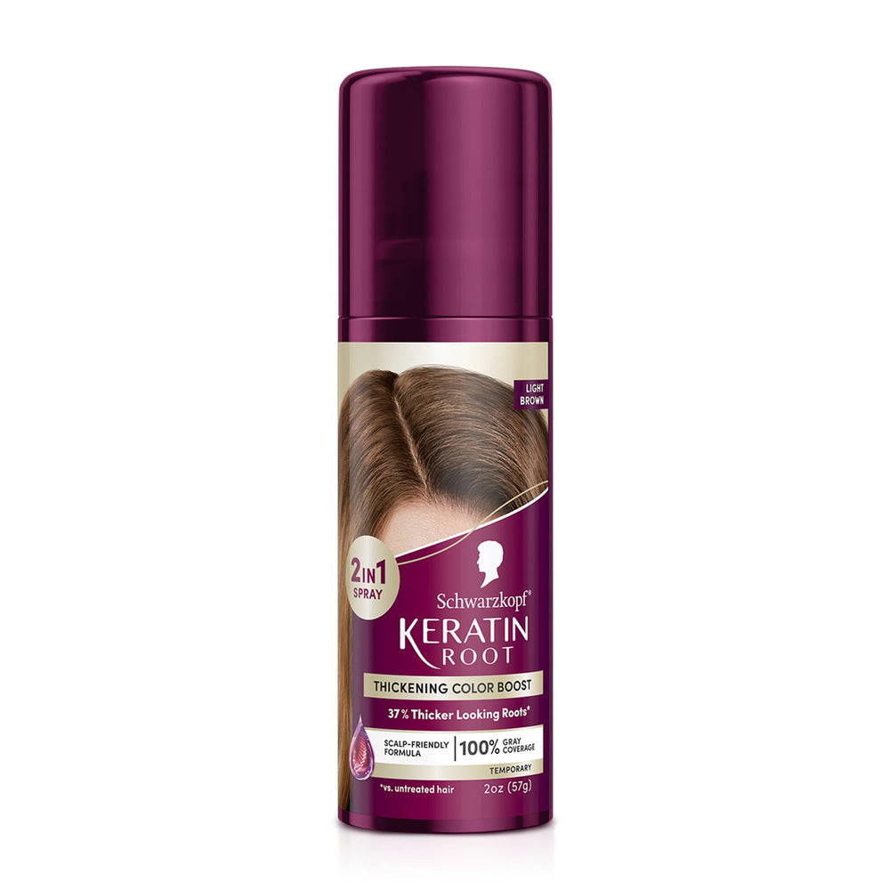 Schwarzkopf Keratin Root Spray cubre canas instantáneamente en raíces para un aspecto natural