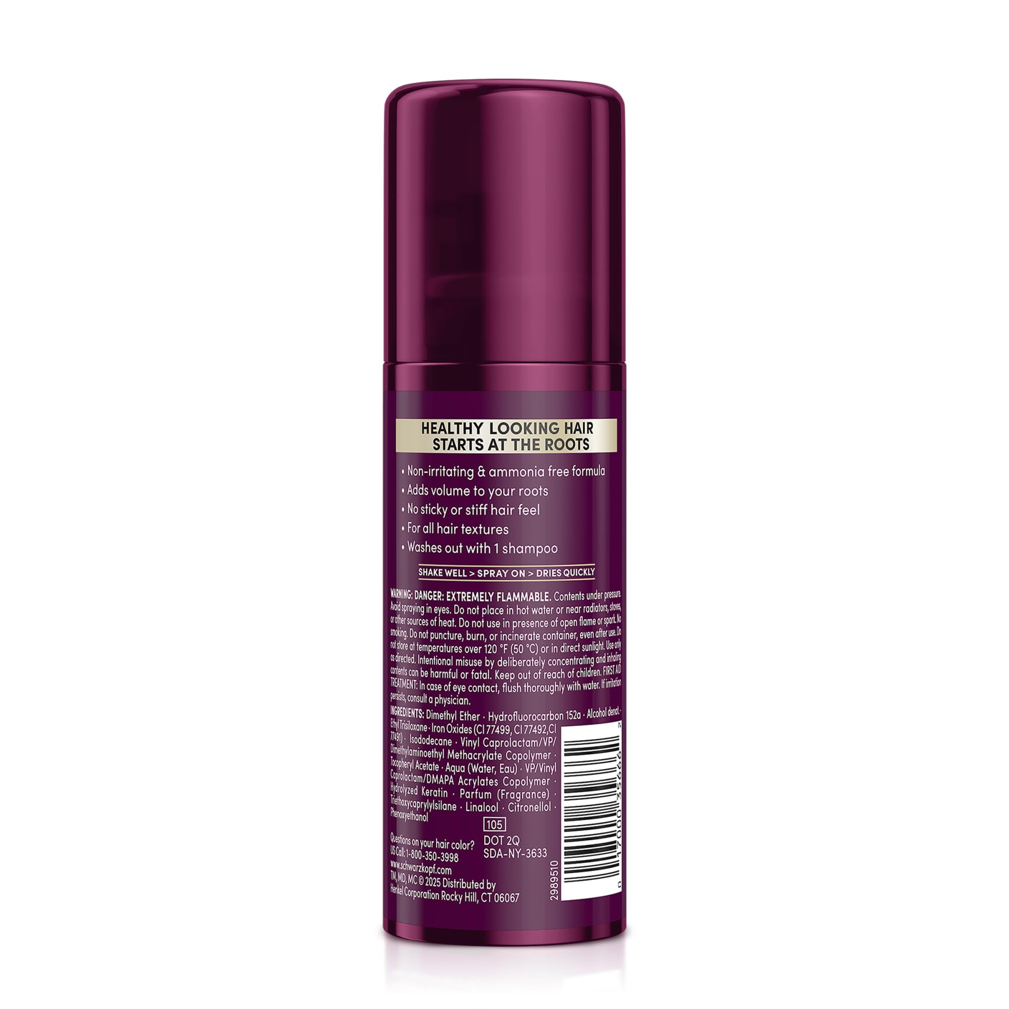 Schwarzkopf Keratin Root Spray retirada fácil con lavado regular