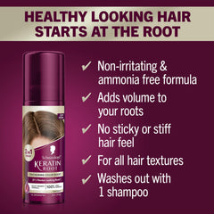 Schwarzkopf Keratin Root Spray aporta volumen visible en raíces para look más lleno