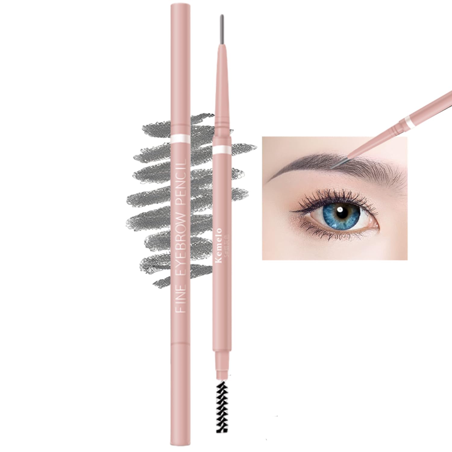 SCIMELI lápiz de cejas gris de doble punta para trazos precisos
