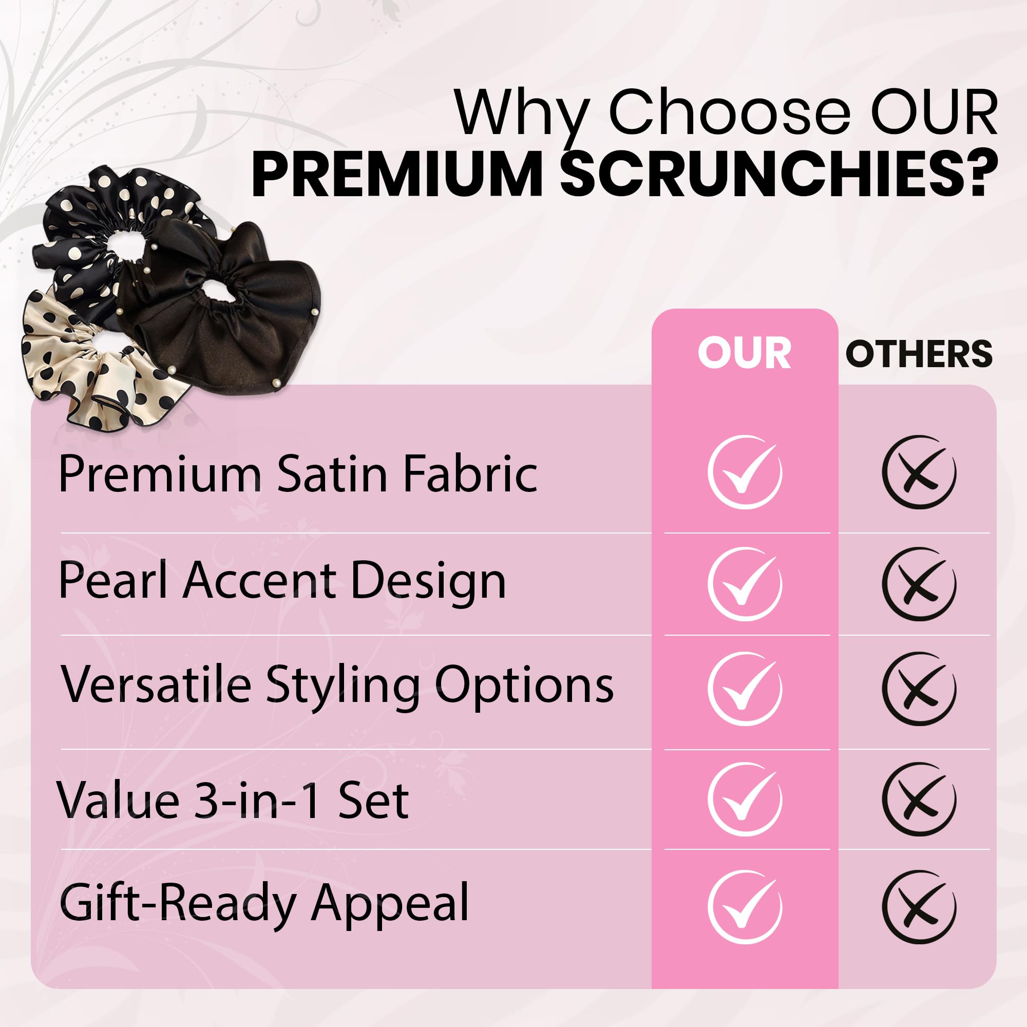 Scrunchies satinados grandes, elasticidad resistente para todo tipo de cabello.