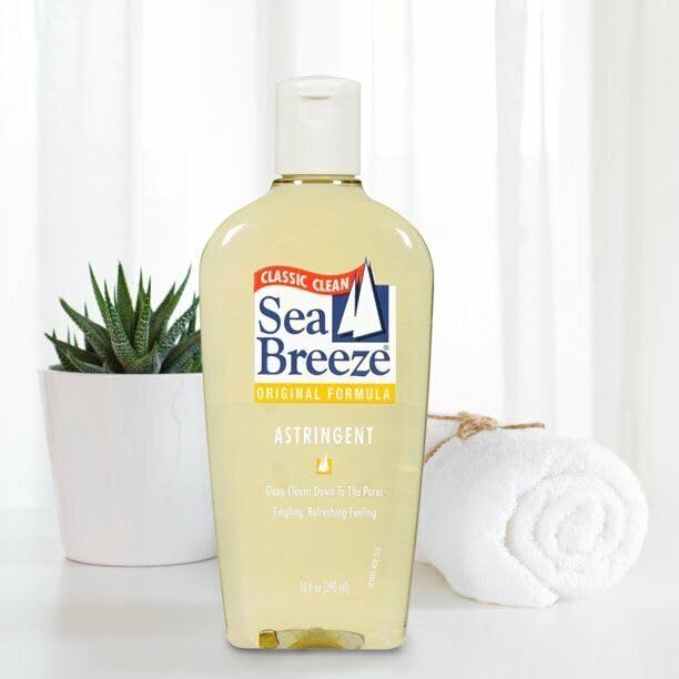 Sea Breeze Astringente Original, caja exterior, embalaje práctico para el baño.