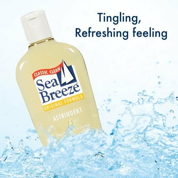 Sea Breeze Astringente Original, tapón roscado visible, facilita aplicación diaria.