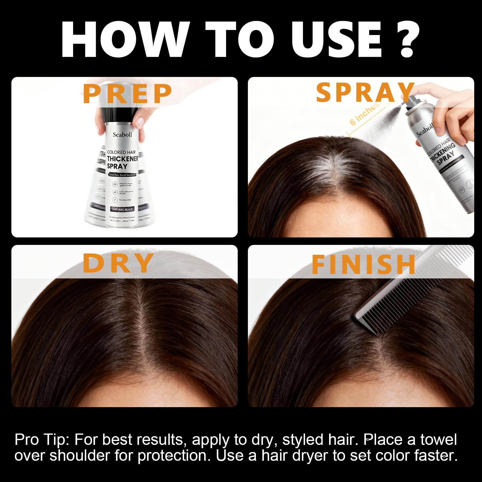 Seaboll natural-looking coverage fills sparse areas along the hairline.