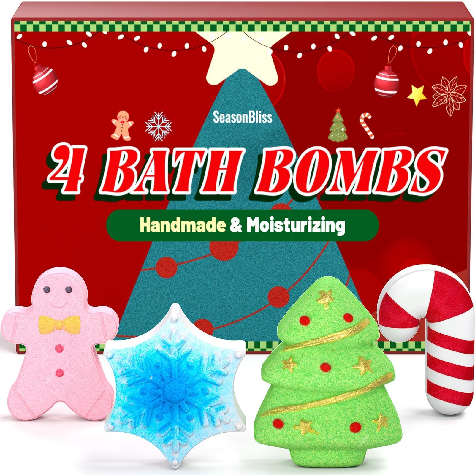 SeasonBliss bombas de baño galleta-jengibre: perfuman y colorean el agua para un baño reconfortante.