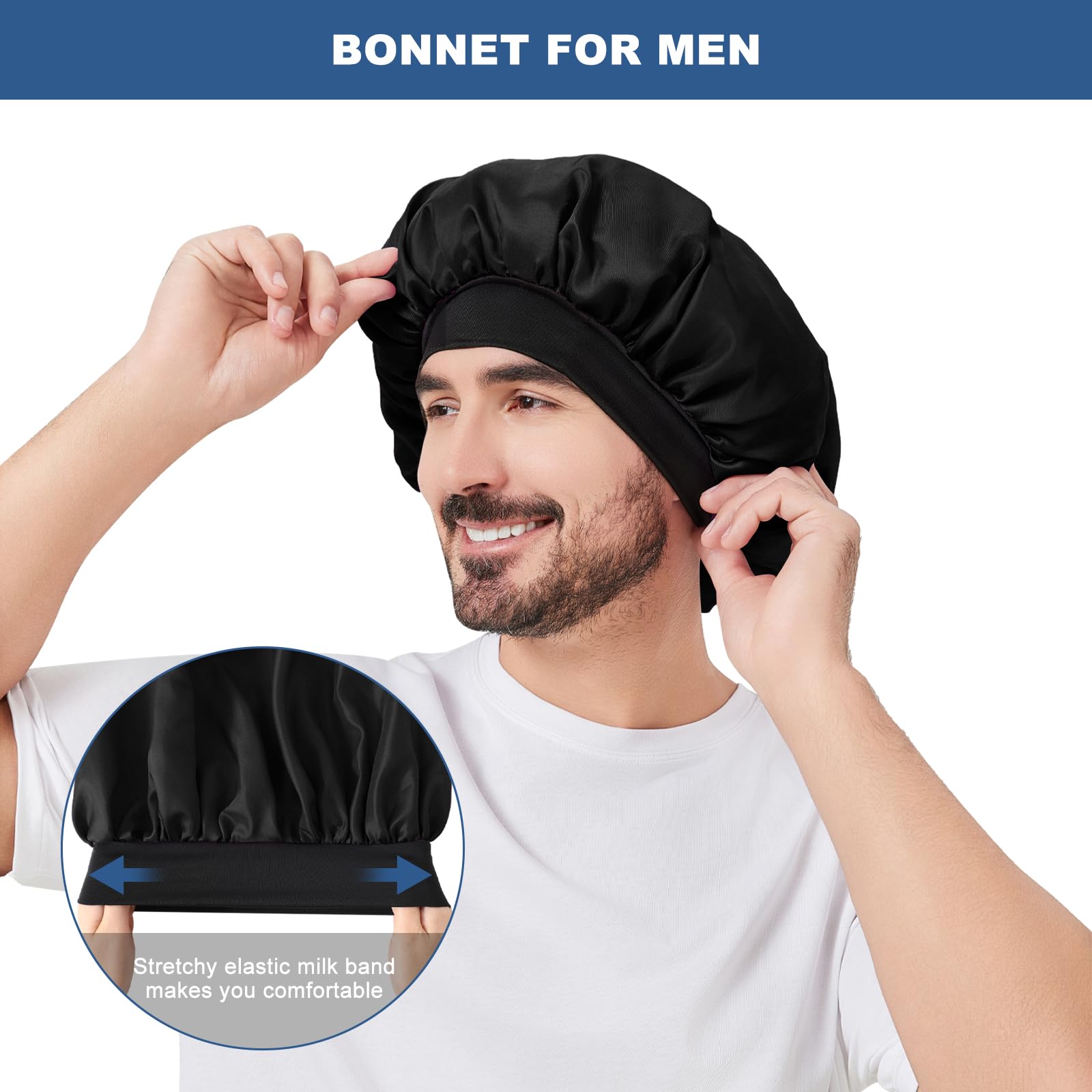 Gorro satinado Selalu para cabellos rizados y trenzas, protección nocturna.