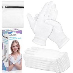Guantes Selizo de algodón blancos para uso nocturno y absorción suave