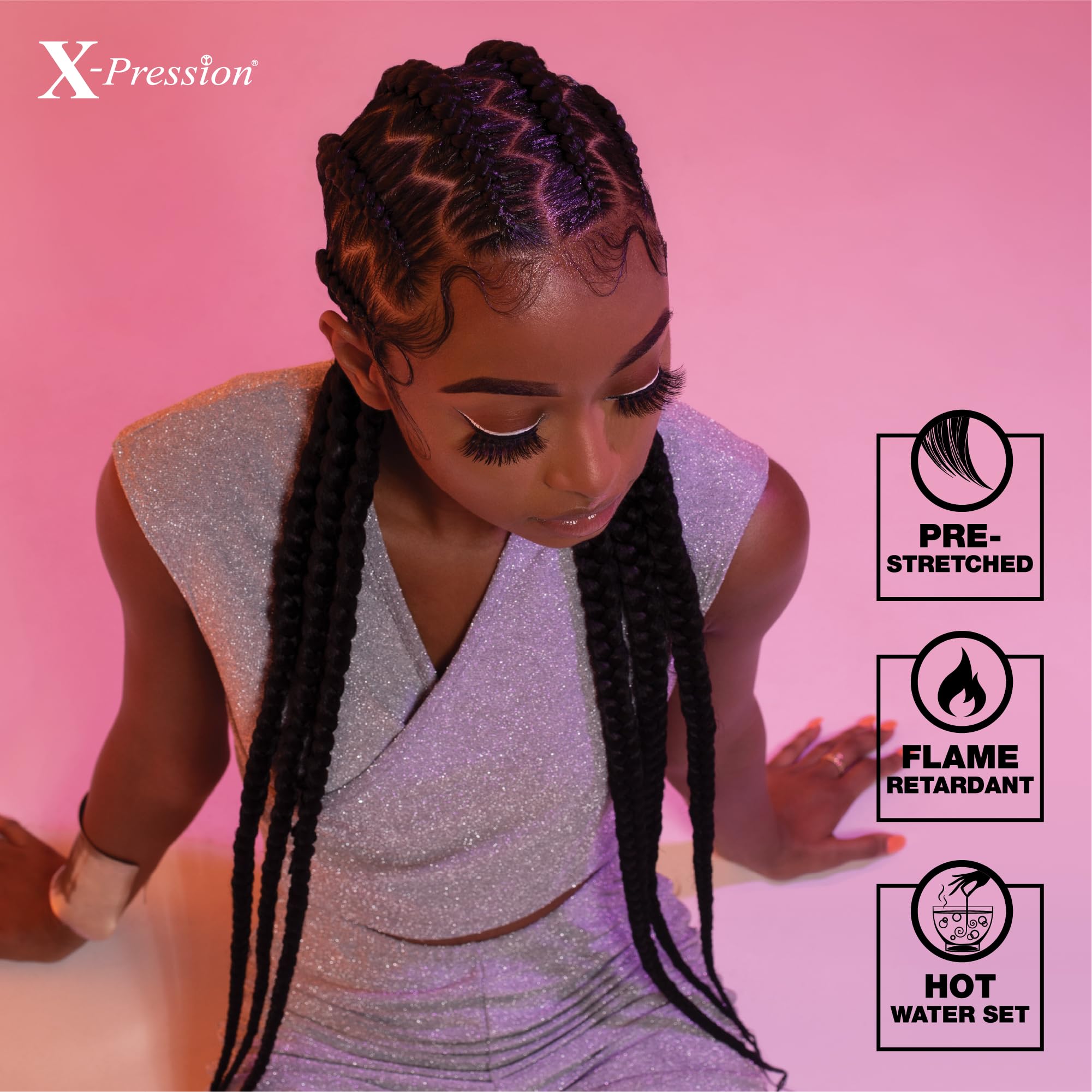 Longitud de 58 pulgadas para trenzas voluminosas y vistosas.