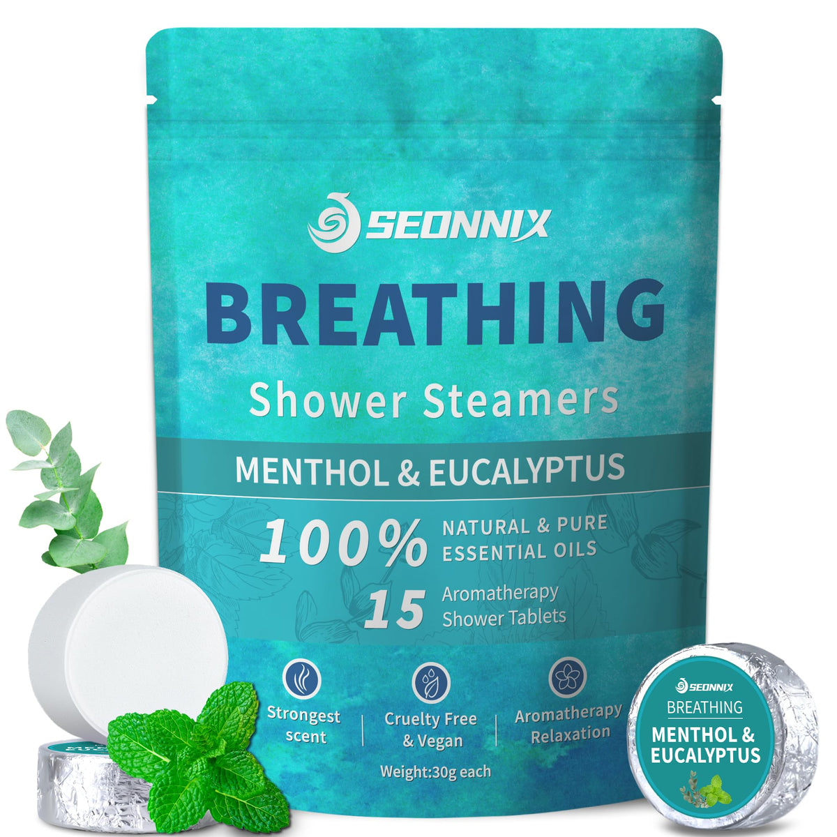 SEONNIX bombas de ducha mentol eucalipto para despertar los sentidos.
