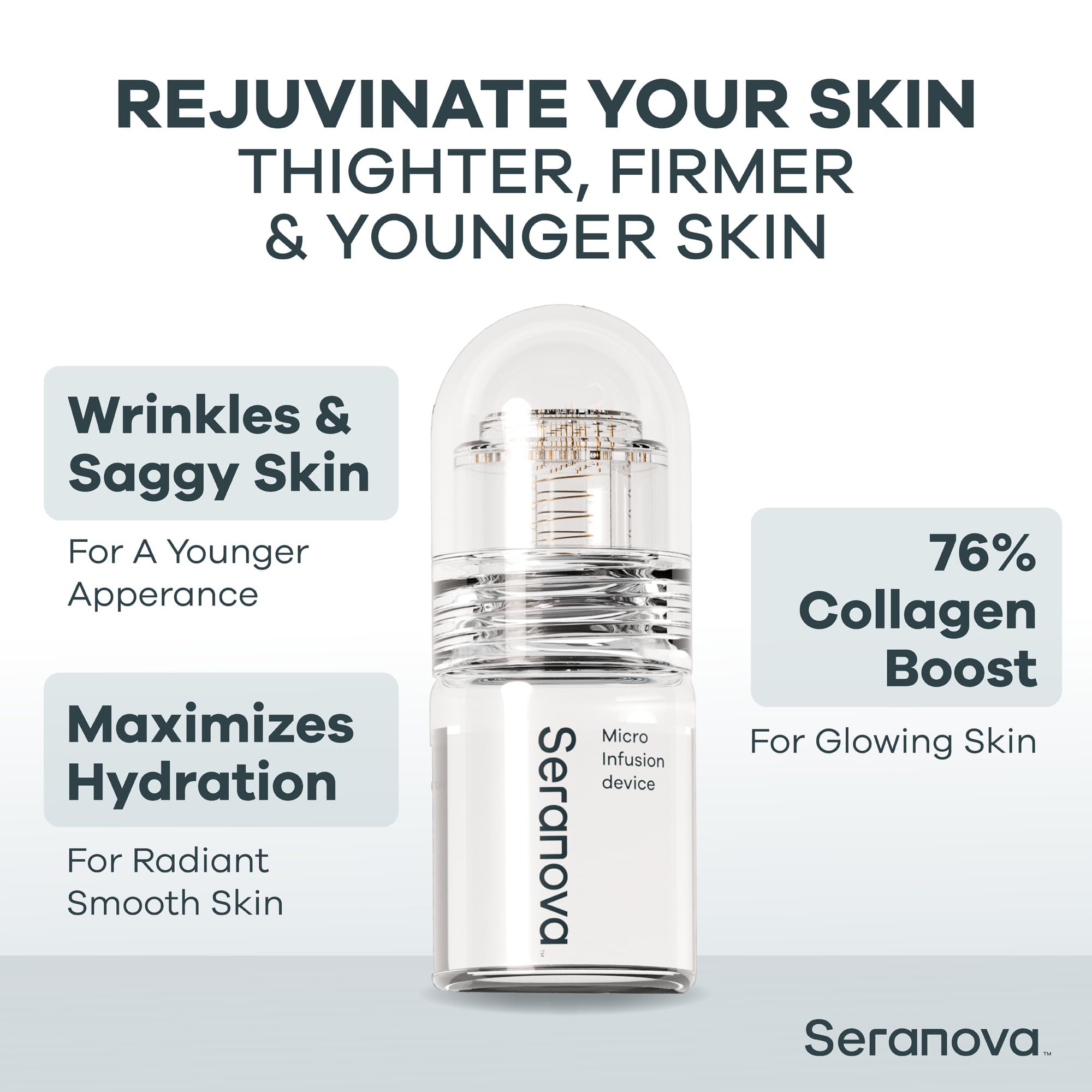 Seranova sello 0.05mm en acción para cuidado facial suave.