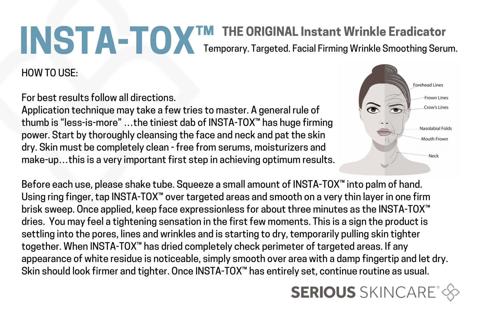 Serious Skincare Insta-Tox líneas de expresión: mejora temporal de la apariencia.
