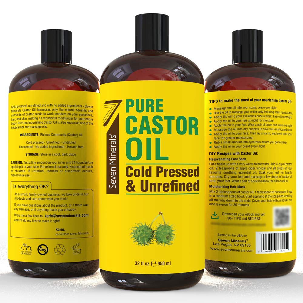 Seven Minerals Aceite de Ricino Prensado en Frío masaje relajante y nutritivo.