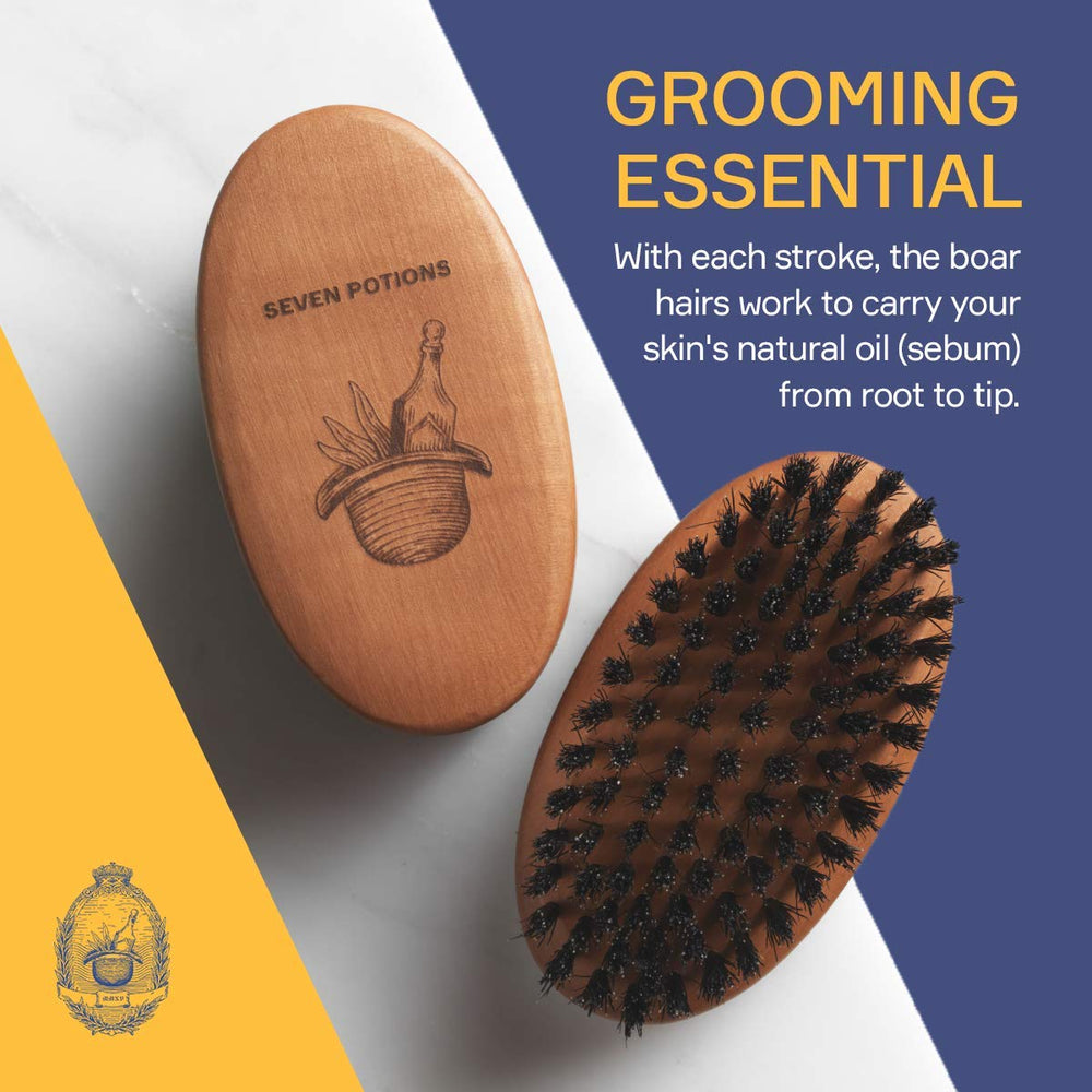 SEVEN POTIONS cepillo barba cuerpo madera pera para agarre cómodo