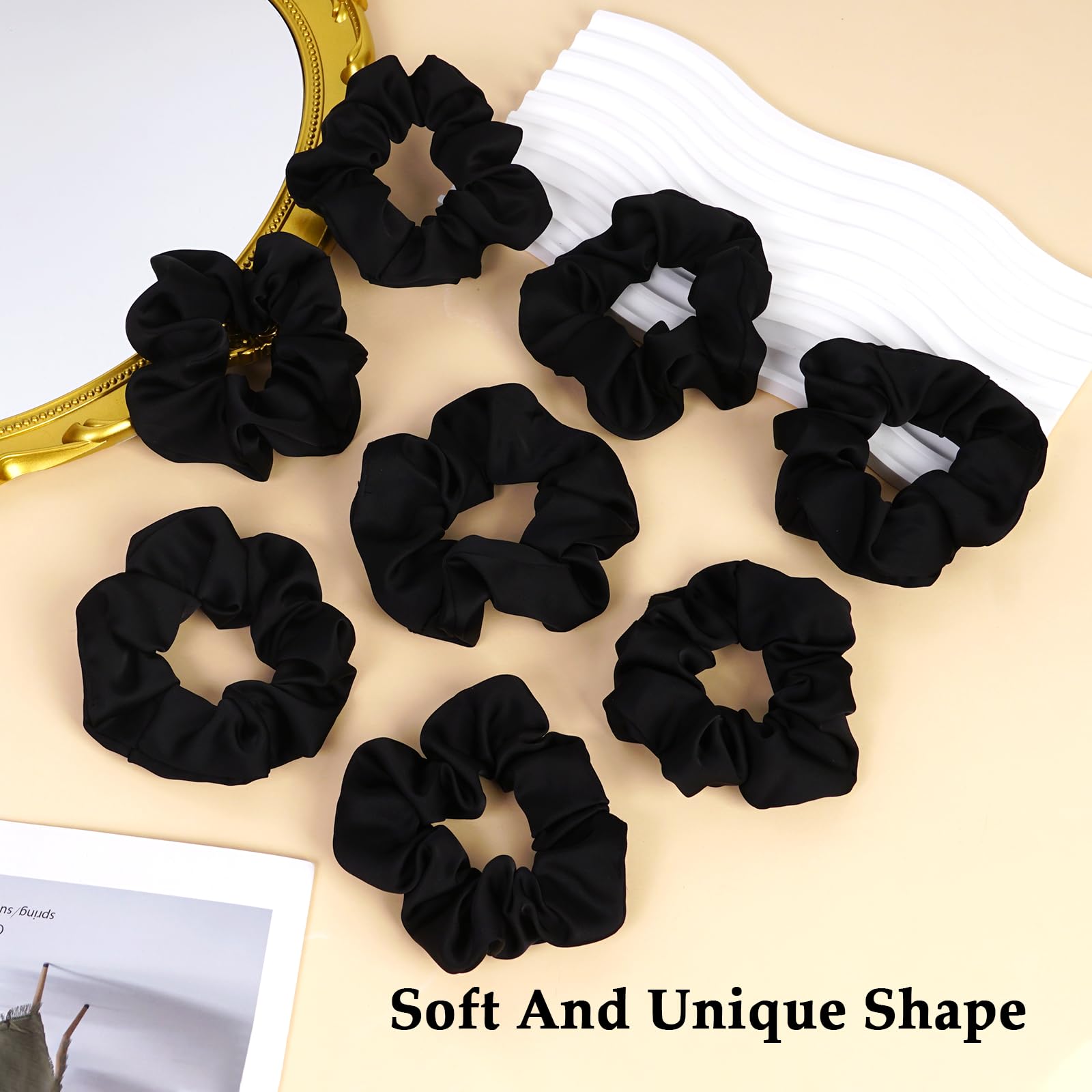 SEVEN STYLE set regalo gomas satén negro, práctico y elegante