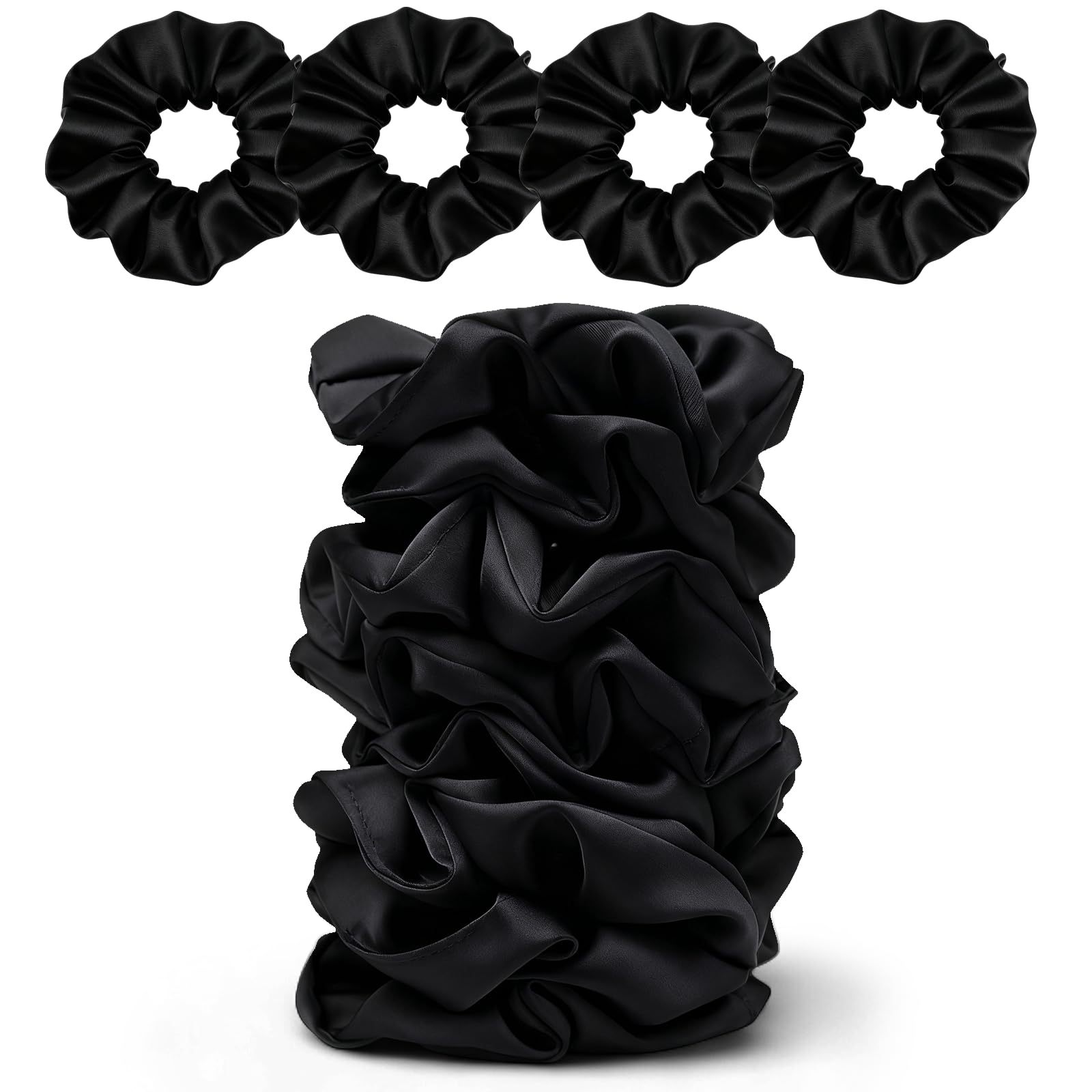 SEVEN STYLE gomas satén negro para peinados diarios, suaves y duraderas