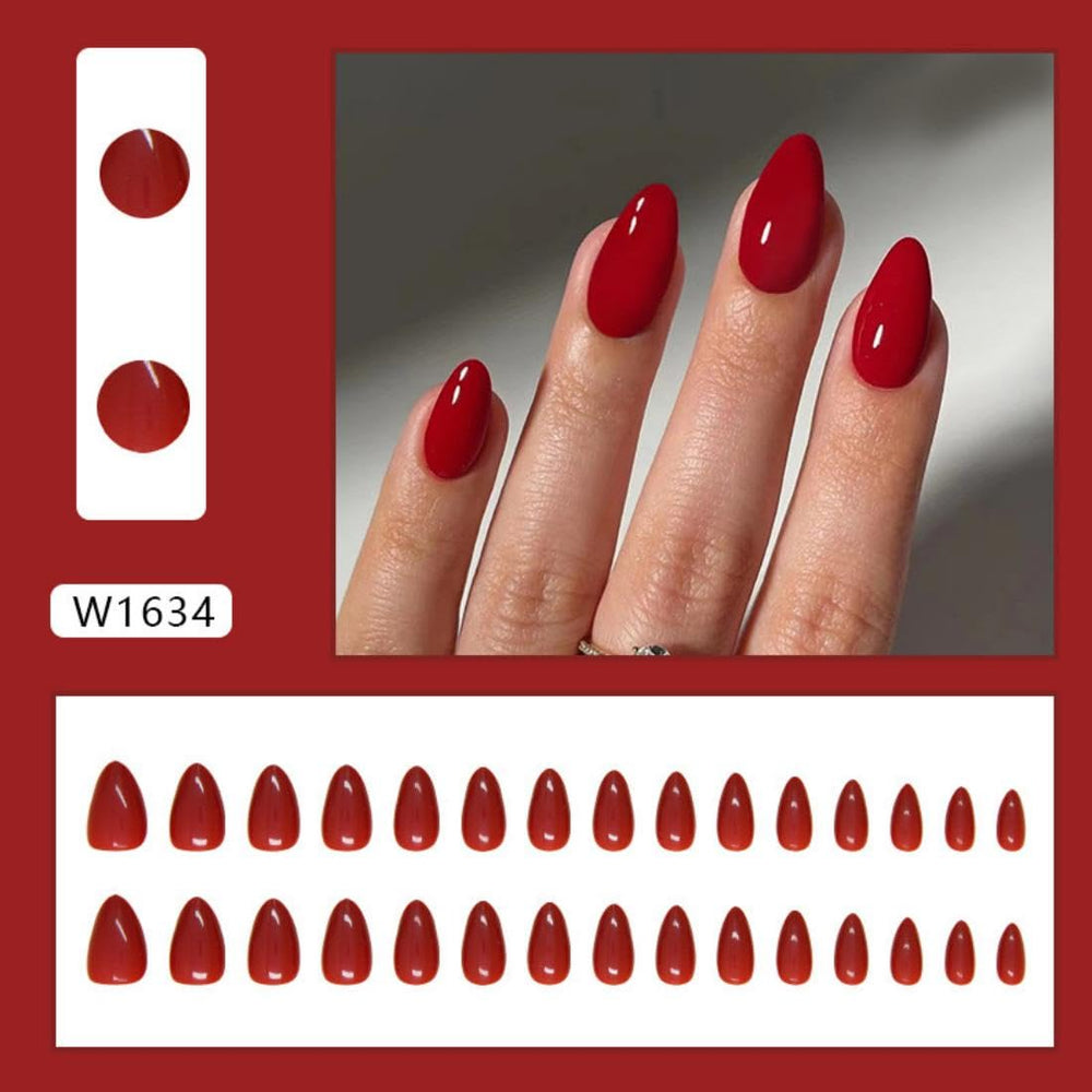Sevgob Uñas rojas con brillo, estilo elegante para ocasiones.
