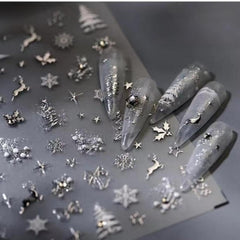Pegatina Sevgob para uñas navideñas ciervo 5D con relieve elegante