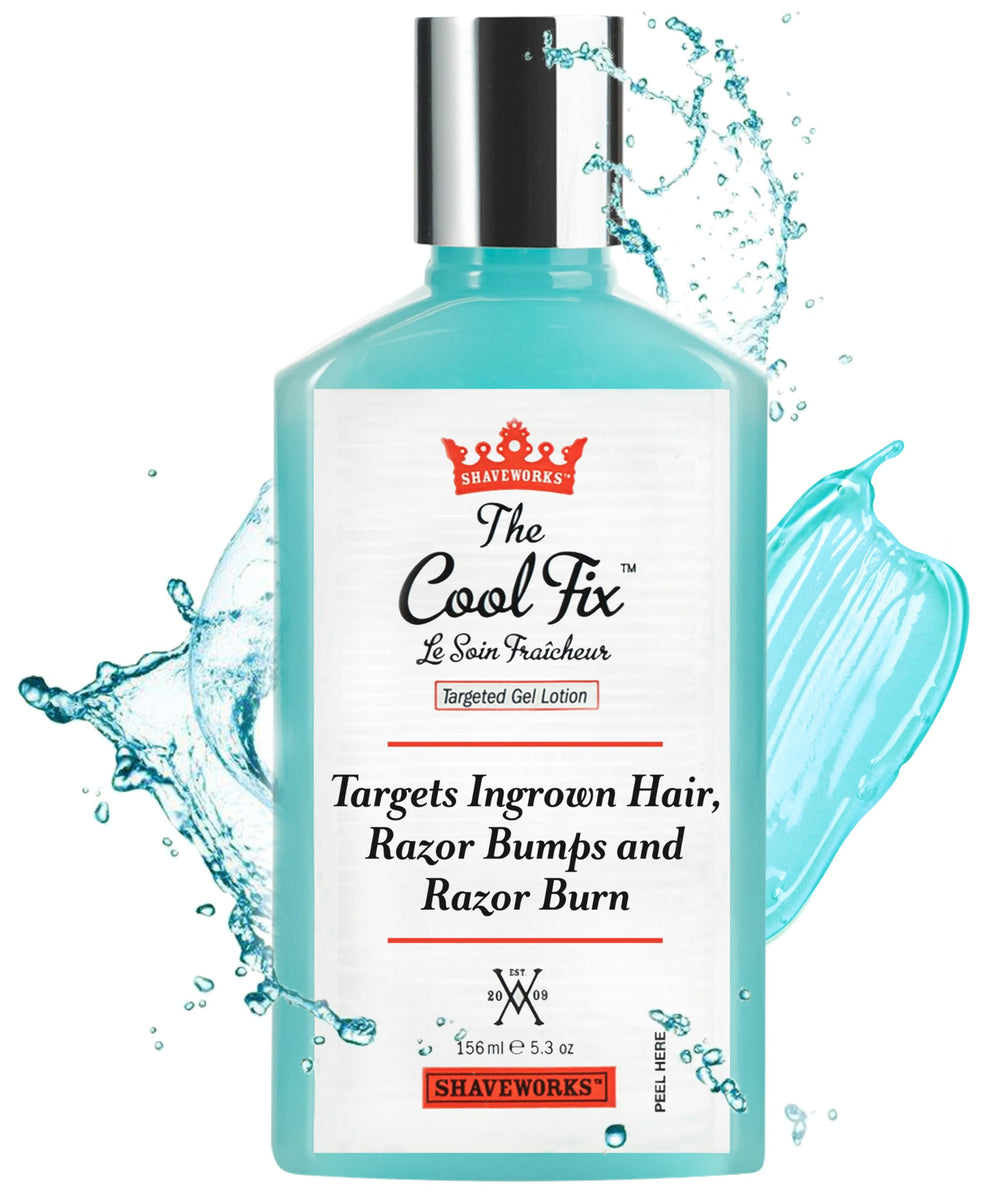 Shaveworks The Cool Fix, bote de gel refrescante, alivio inmediato tras afeitado.