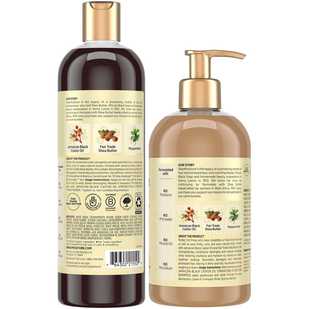 La botella de acondicionador SheaMoisture muestra nutrición para cabello suave y manejable.
