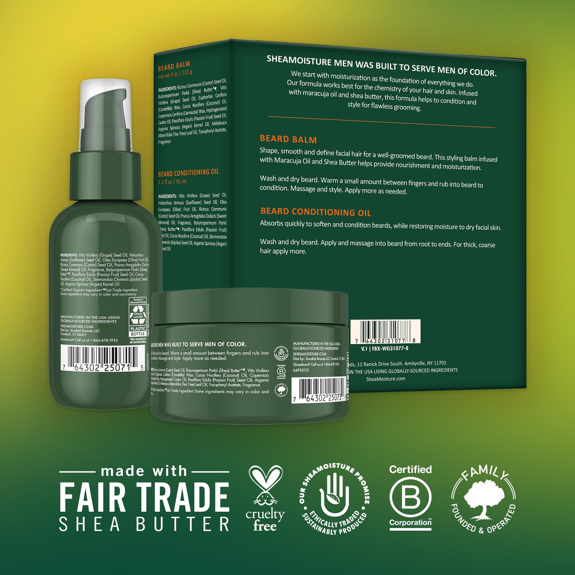 Balsamo para barba SheaMoisture en tarro, ayuda a suavizar y acondicionar.